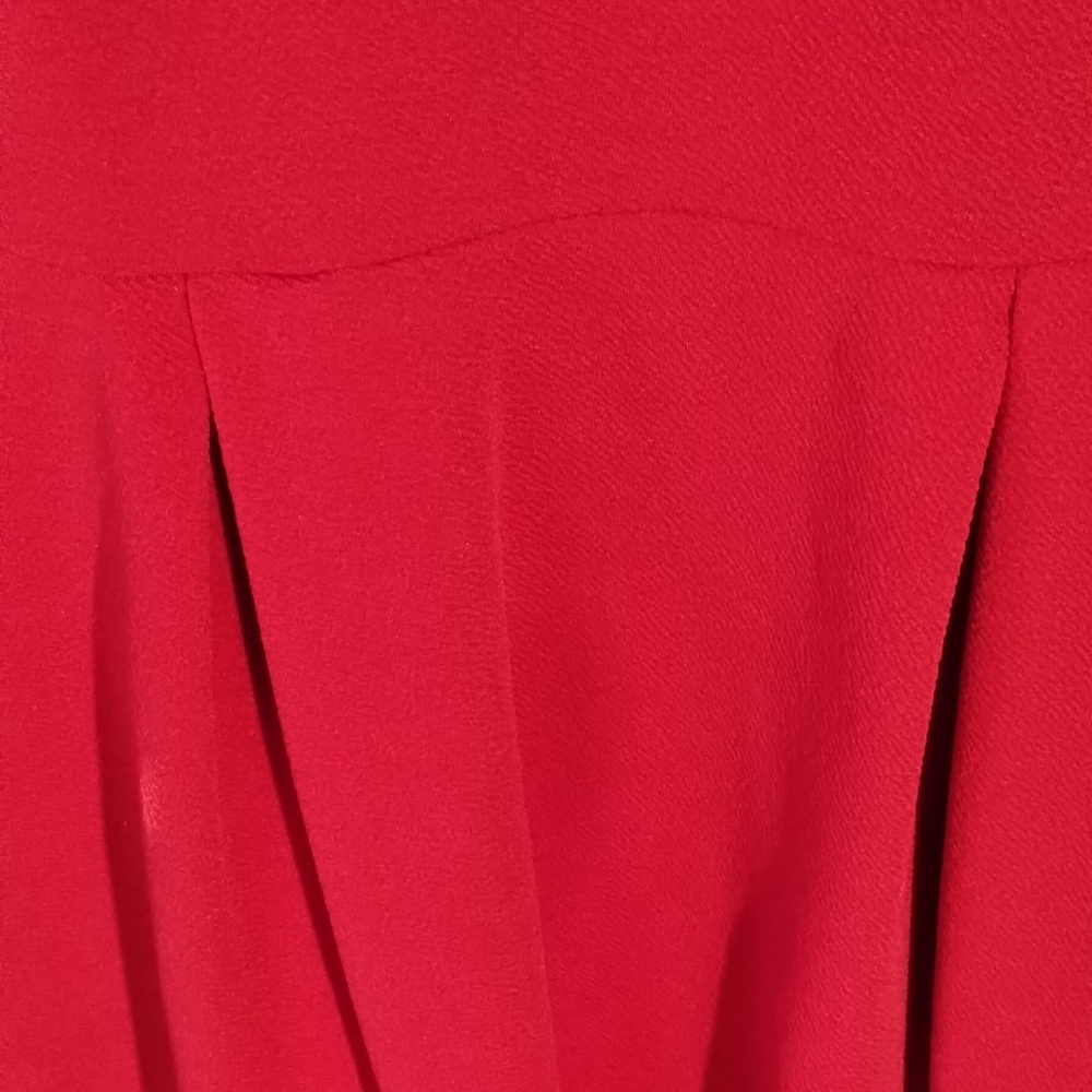 Olivia Rae Red Sleeveless Dress High Neckline Large Pleated Short - Picture 4 of 5